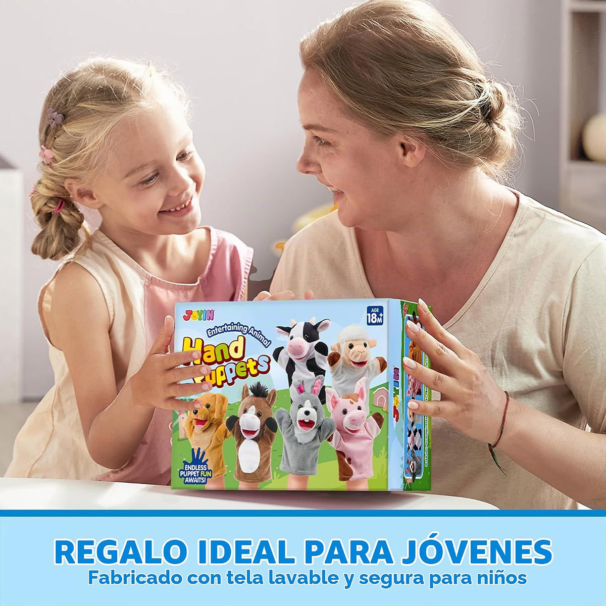 JOYIN Juego de 6 marionetas de mano para niños con boca funcional,...