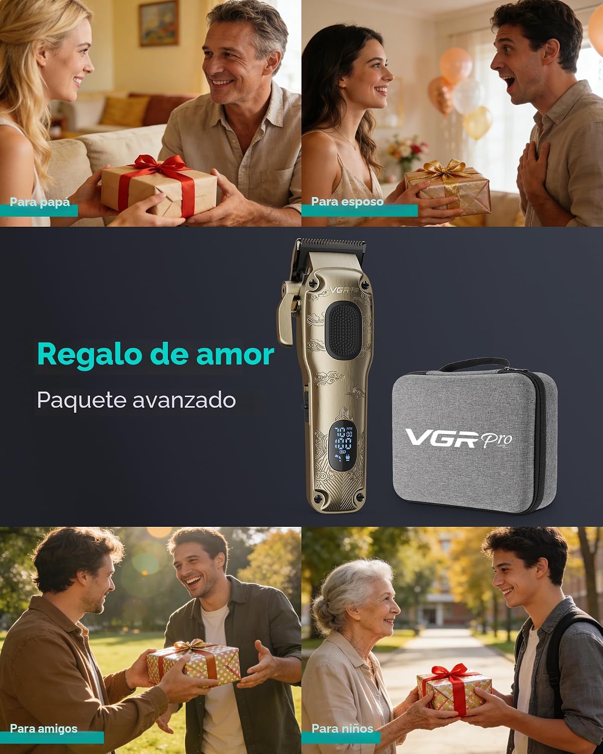 VGRPRO Cortapelos para hombre profesional, inalámbrico y con cable...