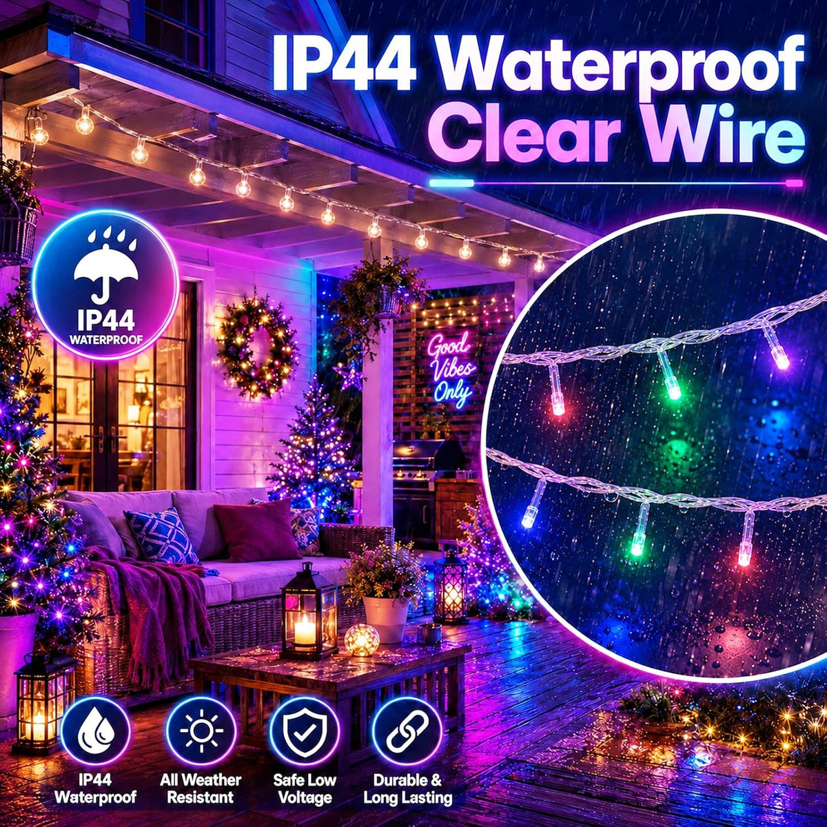 Luces de Navidad inteligentes que cambian de color, 33 pies, 100 lu...