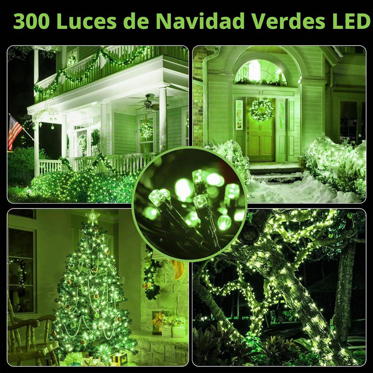 MZD8391 105FT 300LED Luz de Navidad al aire libre interior, Luz del...