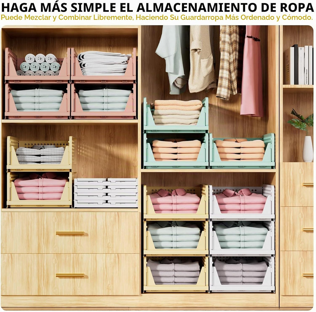 SNSLXH Paquete de 5 cestas apilables de almacenamiento de armario,...