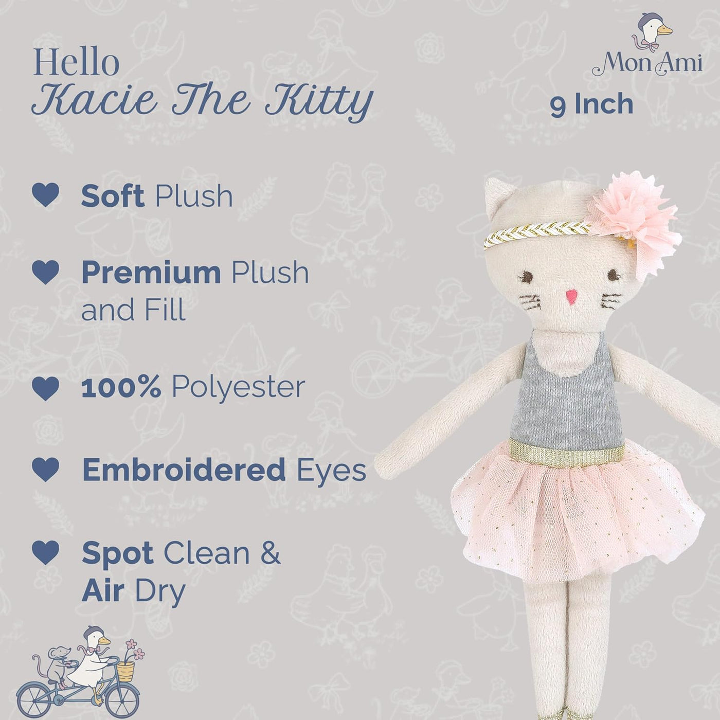 MON AMI Kacie The Kitty - Muñeca de peluche de bailarina, 9 pulgada...