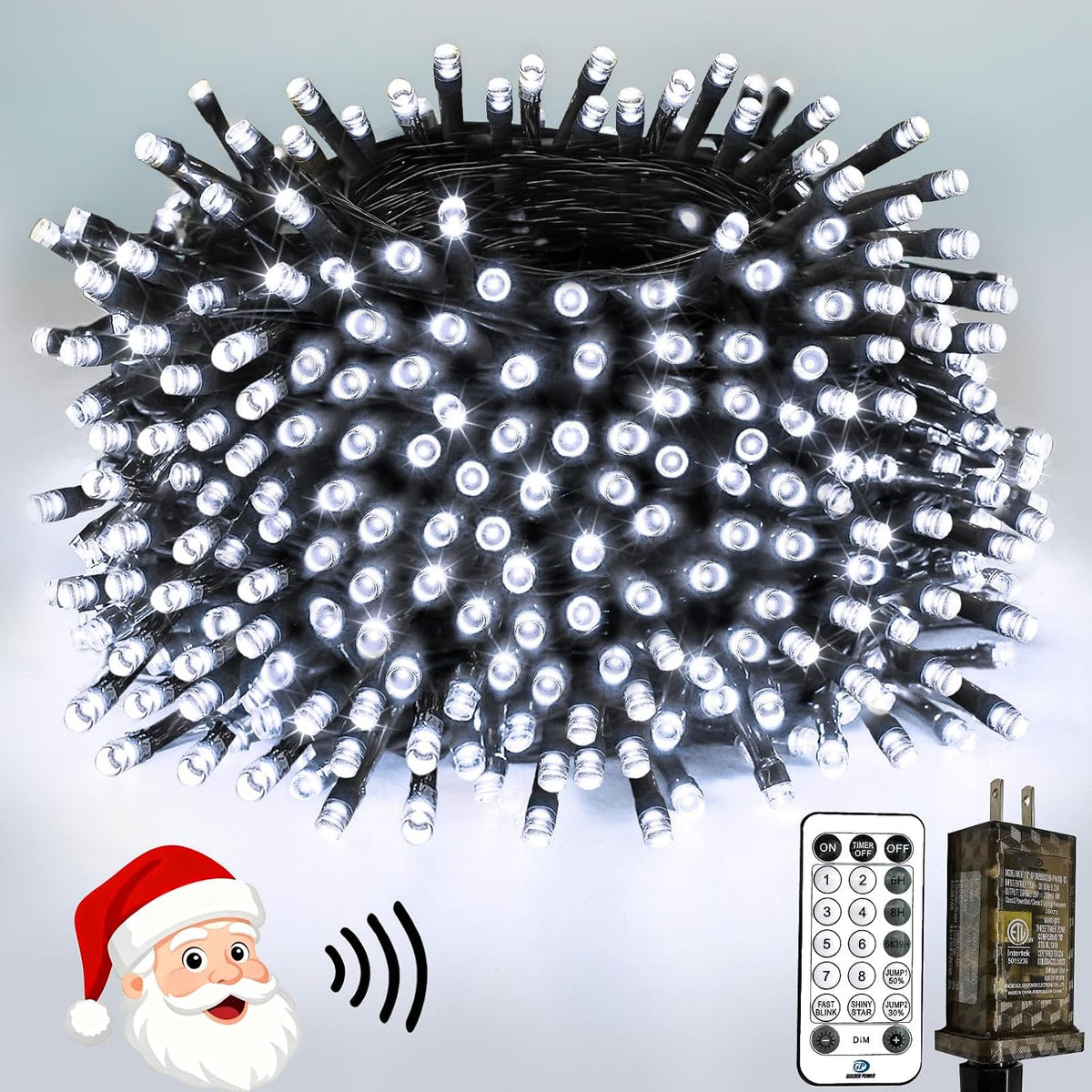 Luces de Navidad controladas por voz con control remoto, 132 pies 4...