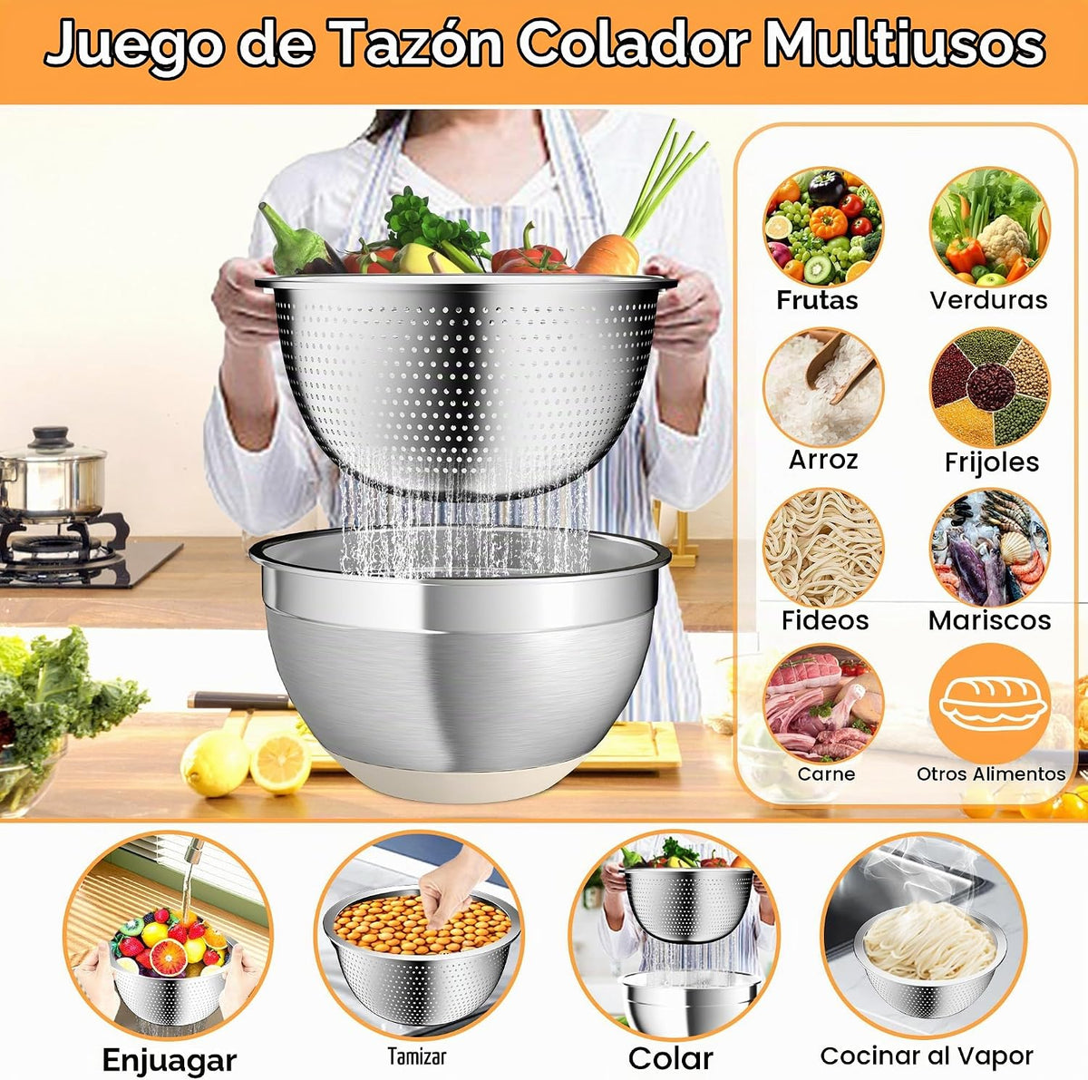 Nicdiet - Juego de cuencos de mezcla con tapas herméticas, juego de...