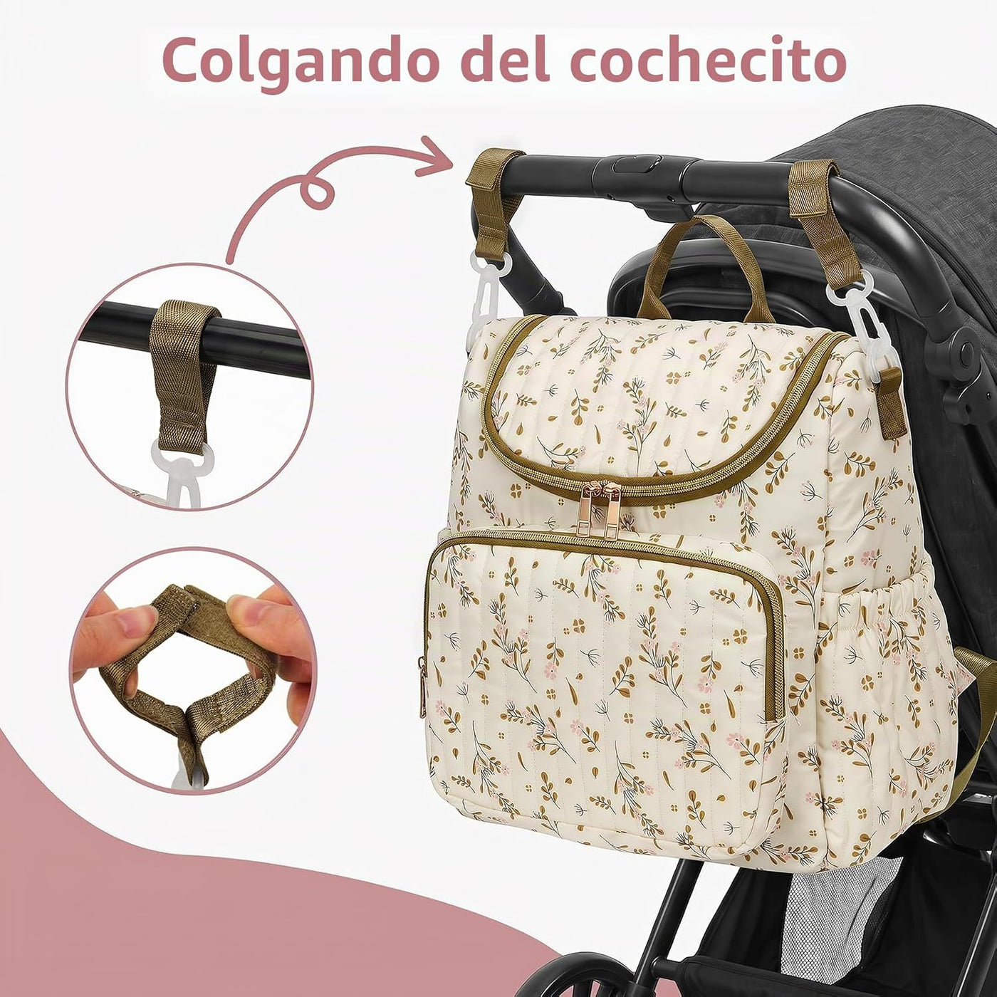 YESFIXS Mochila acolchada para pañales, mochila grande con estampad...