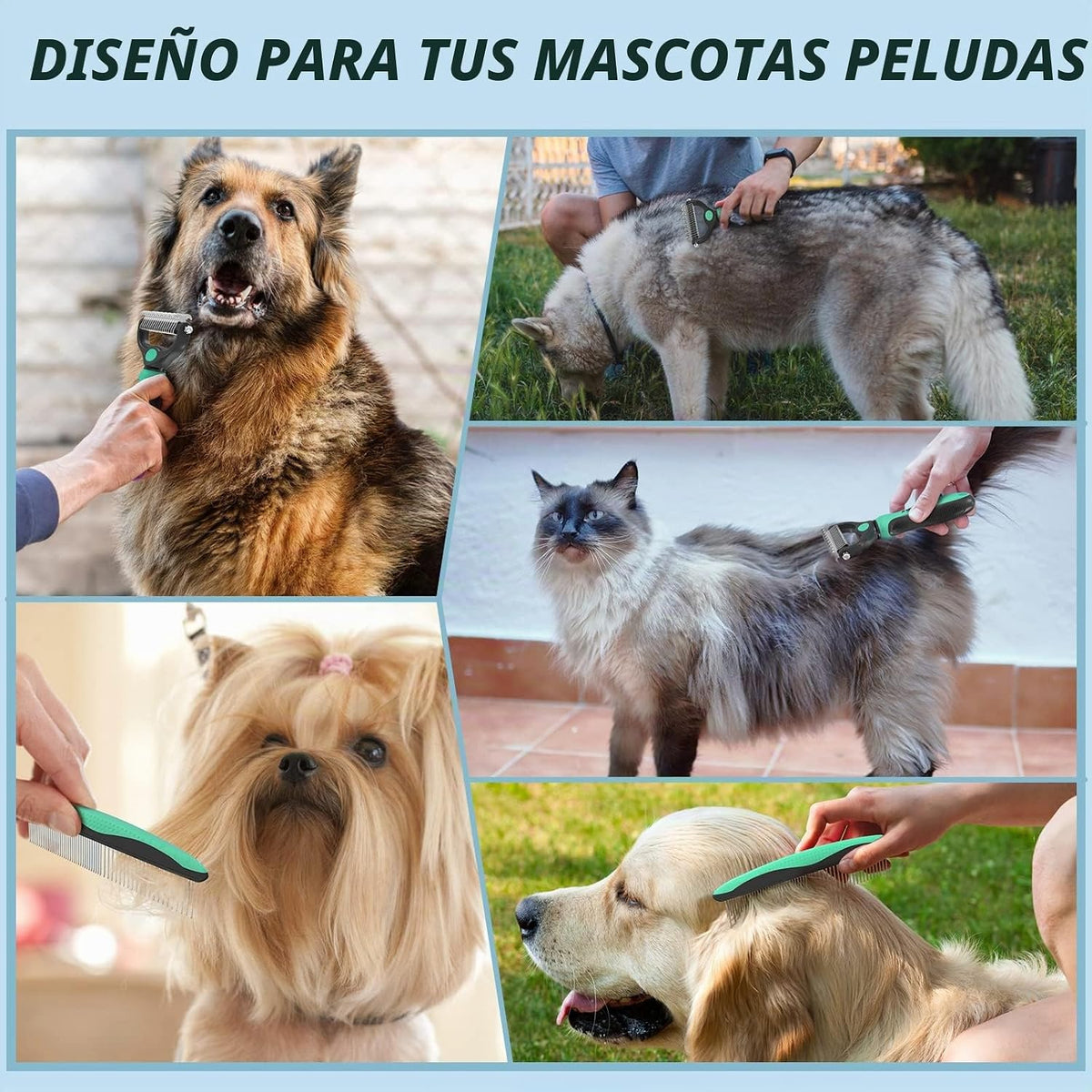 Docrok Cepillo de Aseo para Mascotas y Peine de Metal Combo, Cepill...