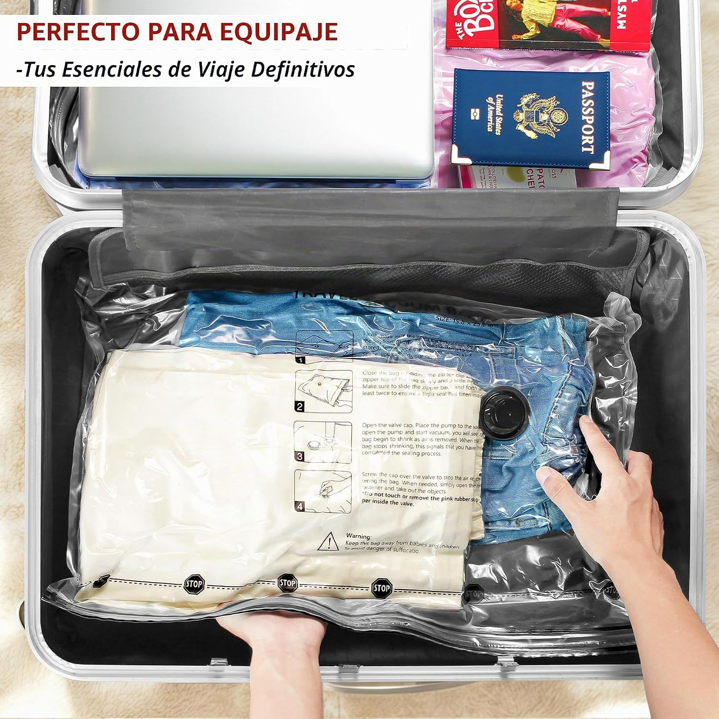 Paquete de 18 bolsas de almacenamiento al vacío de viaje para ropa...