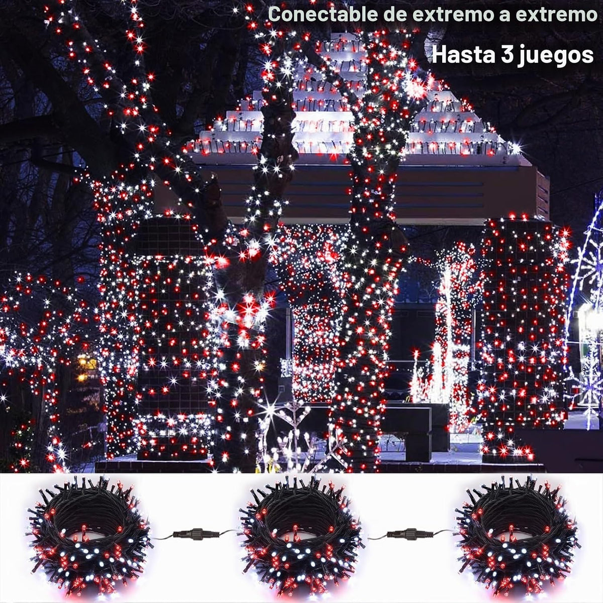 Cadena de luces navideñas rojas y blancas Brizled para interiores y...