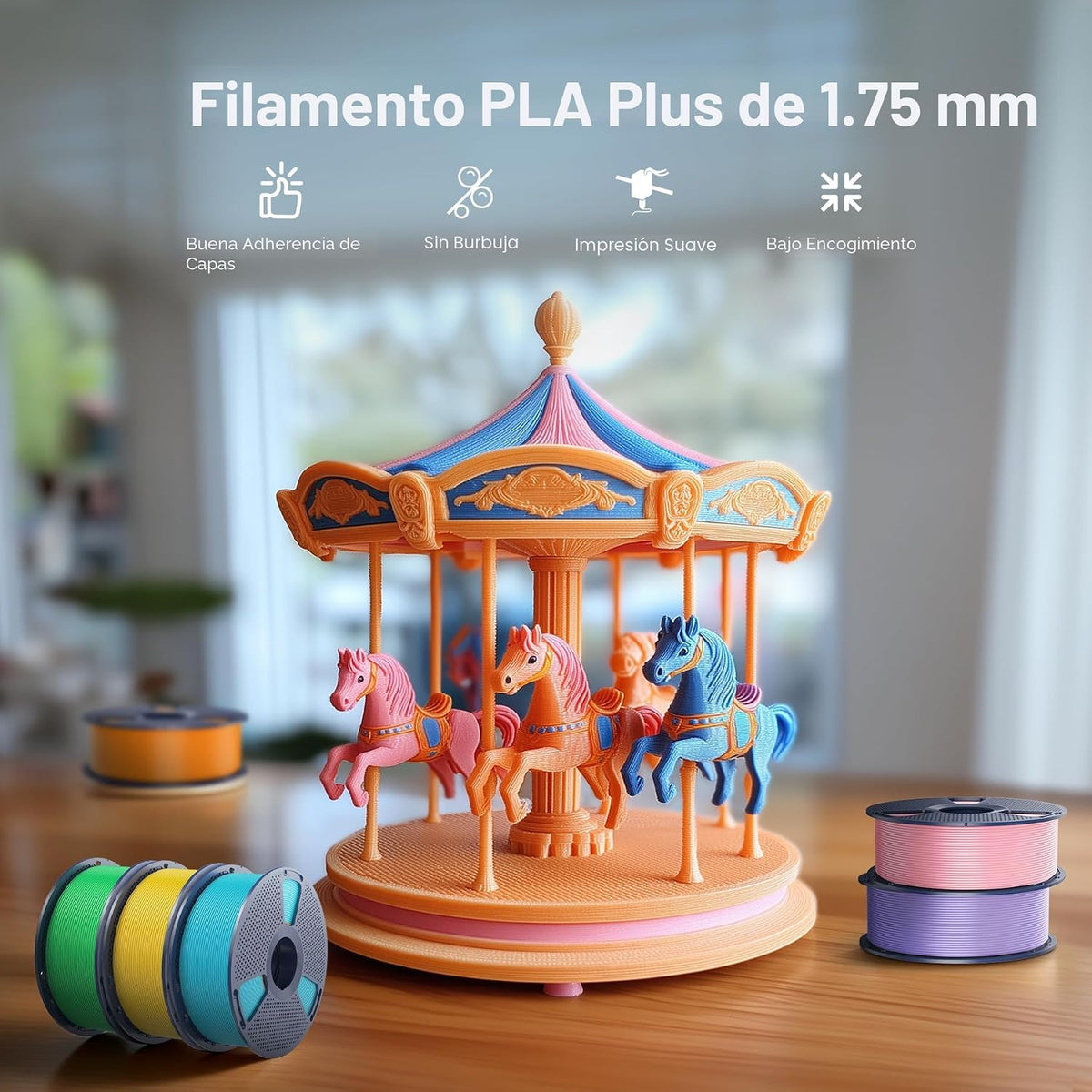 SUNLU Filamento PLA Plus para impresora 3D de 0.07 in, color gris,...