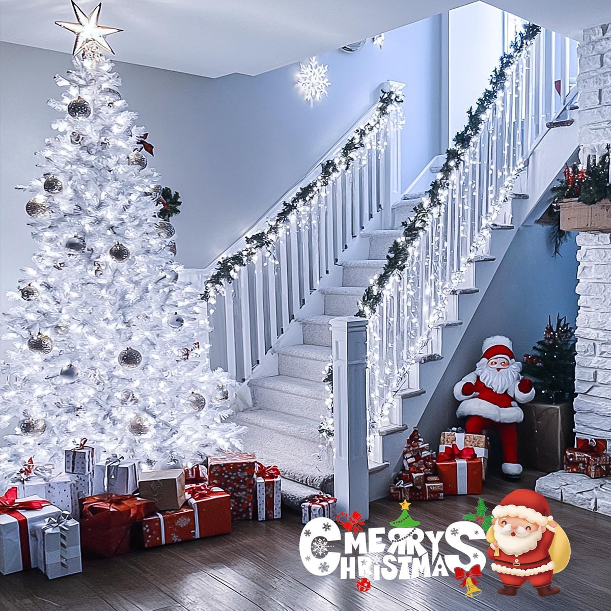 JMEXSUSS 132 pies 400 luces LED blancas de Navidad para interiores...