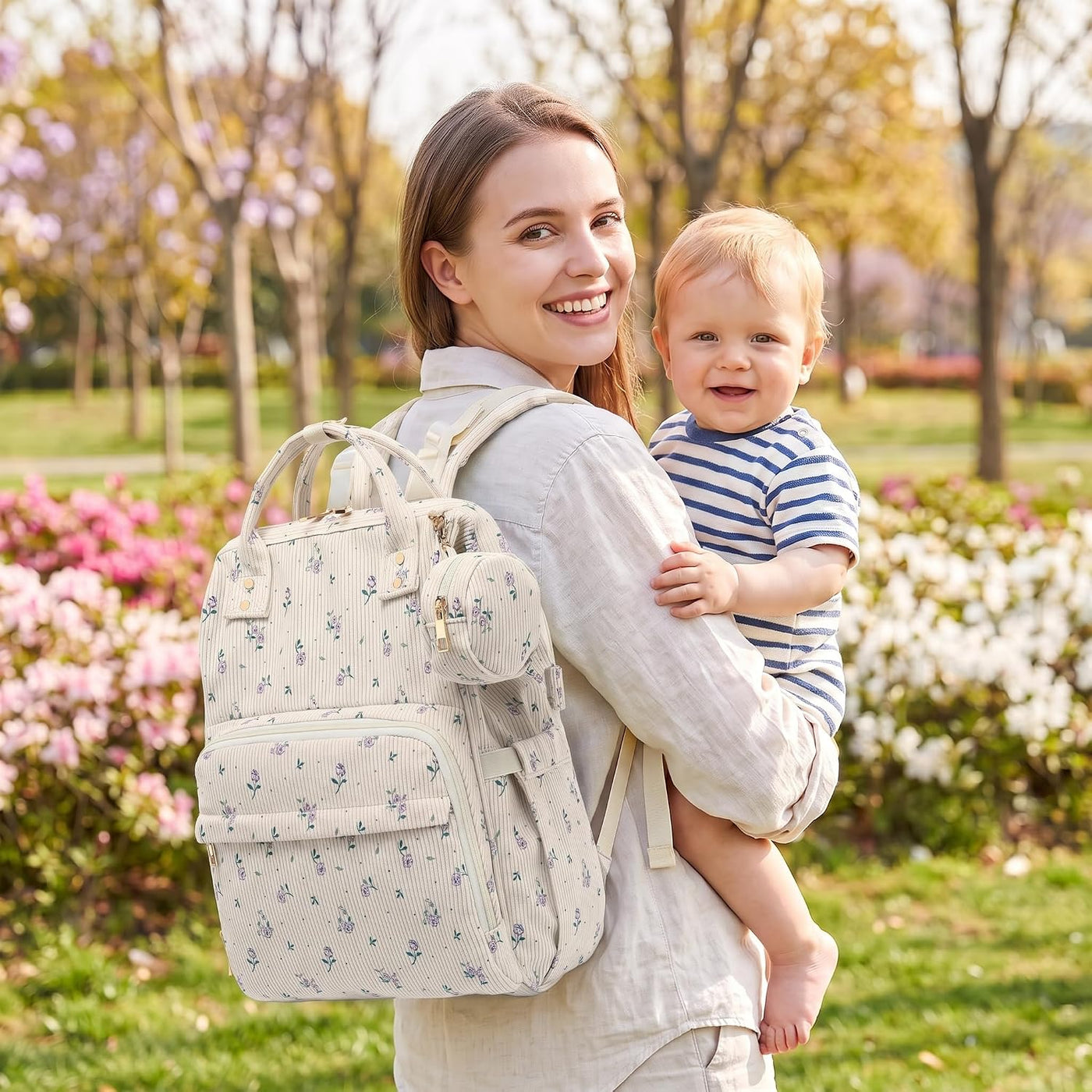 Lrenagao Mochila para pañales de bebé para mamá y papá, bolsa de pa...