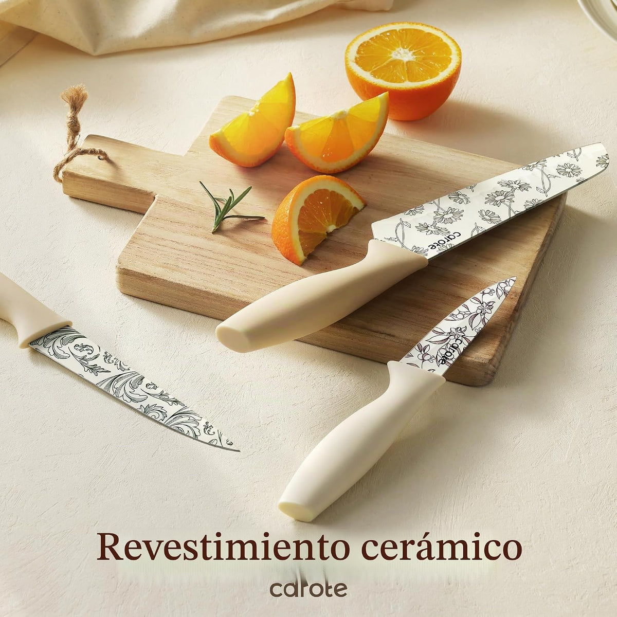 CAROTE Juego de 12 cuchillos de cocina con 6 protectores de cuchill...