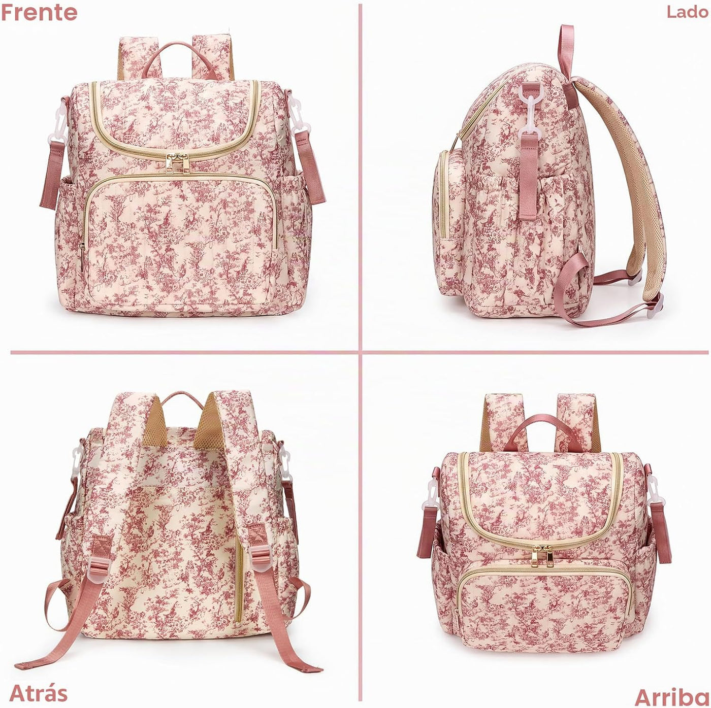 YESFIXS Mochila acolchada para pañales, mochila grande con estampad...