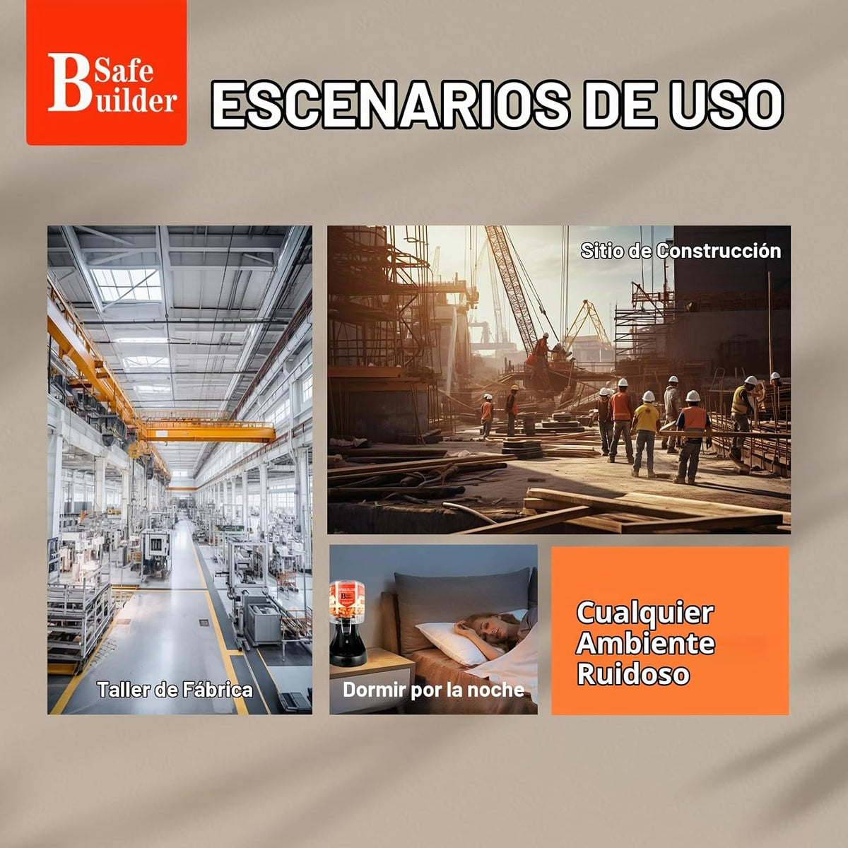 SAFEBUILDER SNR - Tapones para los oídos de 38 dB, 500 tapones de e...