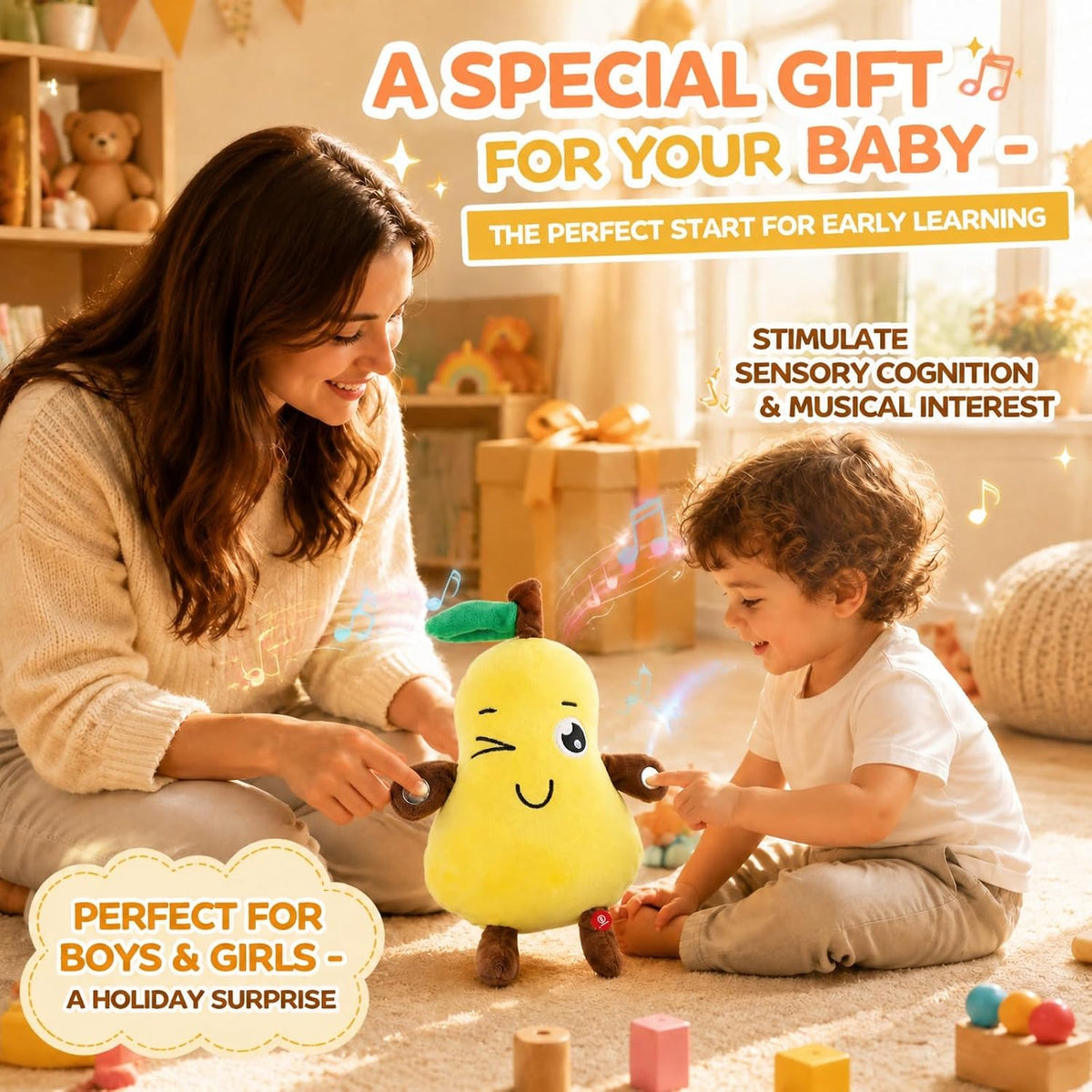DoddyFun Juego de juguetes de peluche interactivos con música para...
