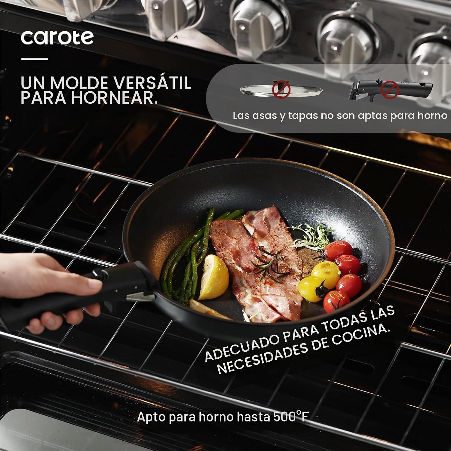 CAROTE Juego de ollas y sartenes antiadherentes, mango desmontable...