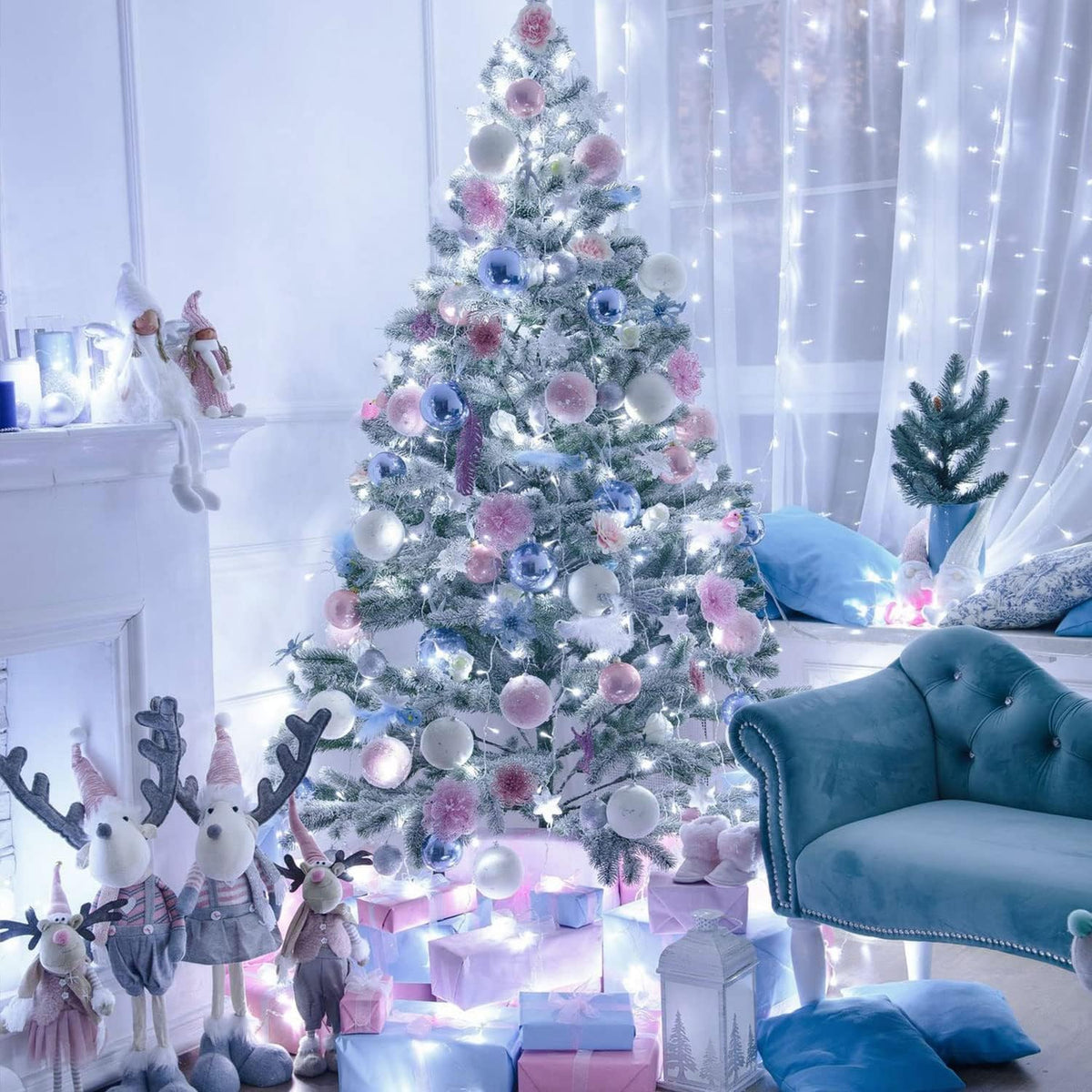 JMEXSUSS 132 pies 400 luces LED blancas de Navidad para interiores...