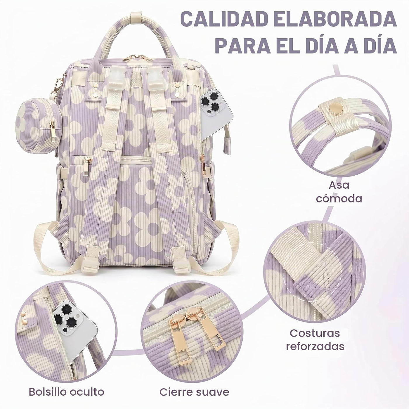 Lrenagao Mochila para pañales de bebé para mamá y papá, bolsa de pa...