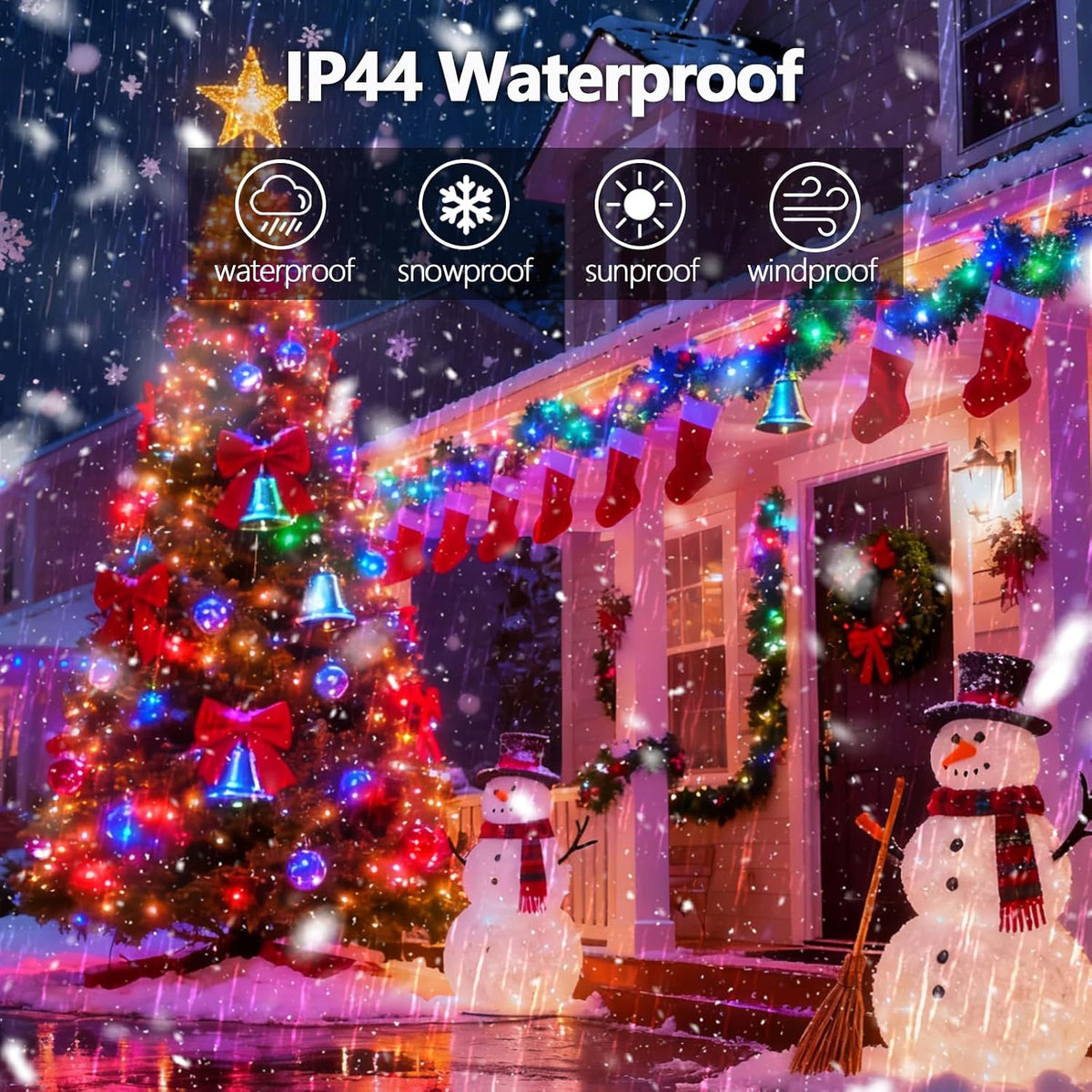 Tira de luces de Navidad con control por voz, 88 pies, 240 luces LE...