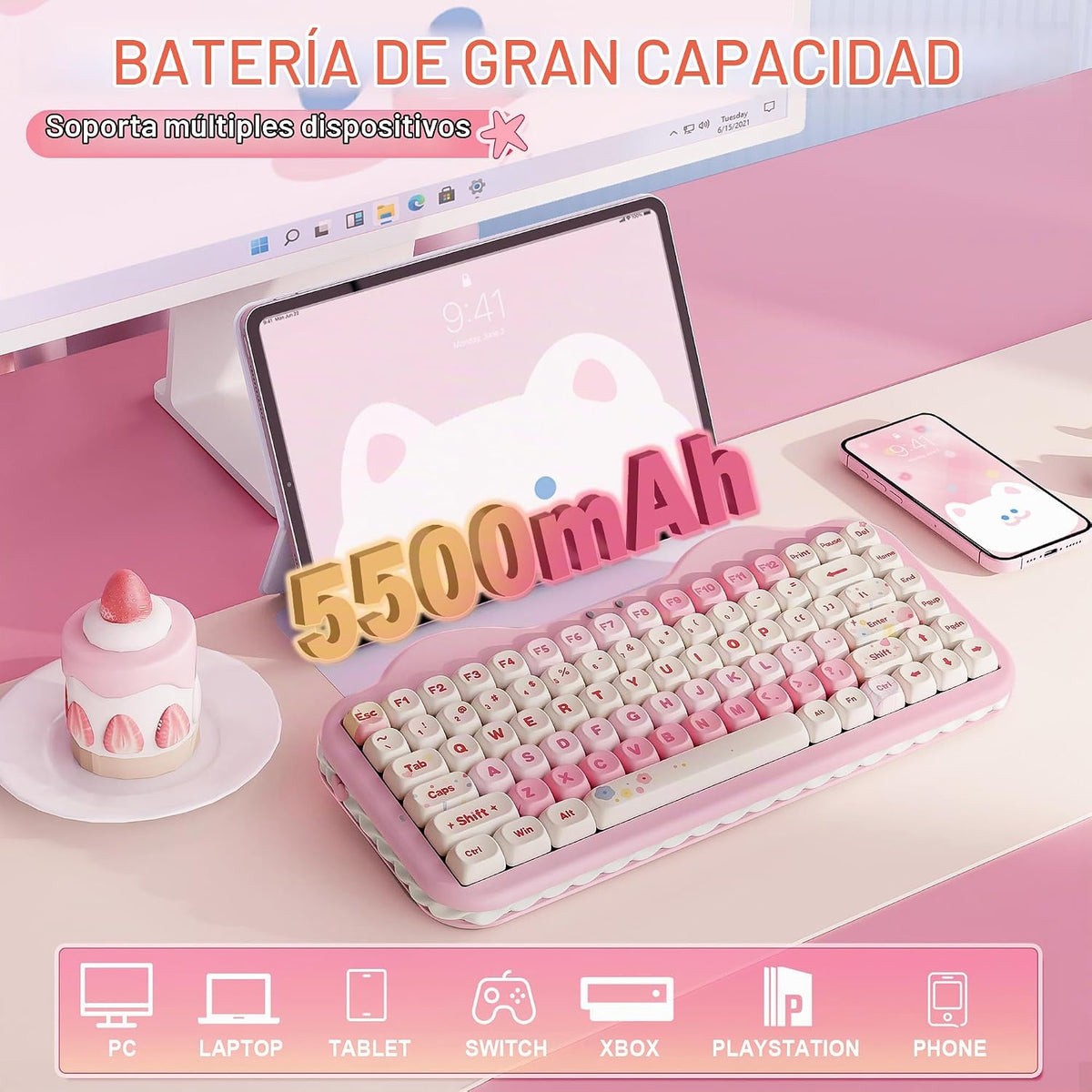 YUNZII Teclado Mecánico Inalámbrico C75, Diseño del 75%, NKRO Inter...