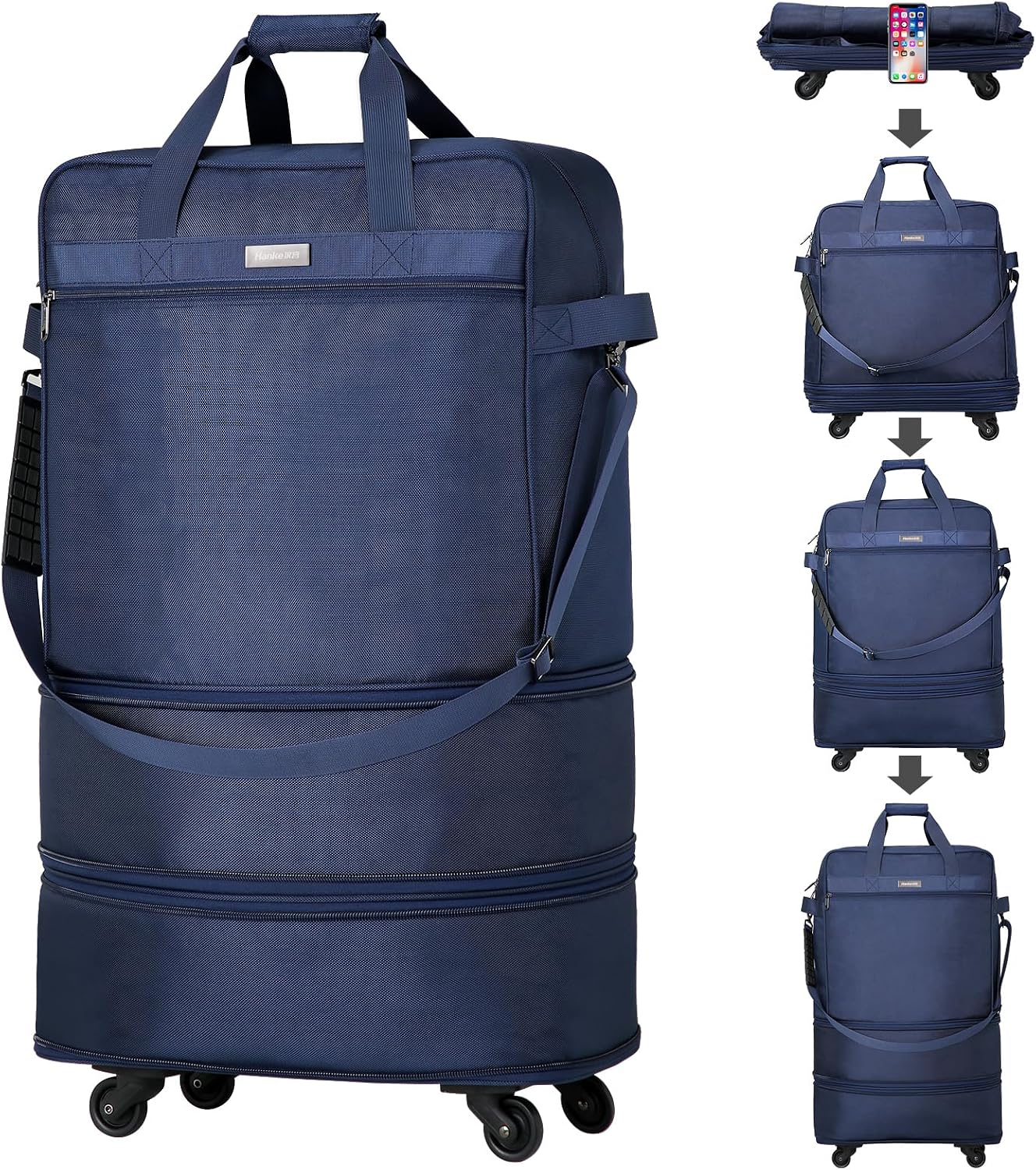 Maletas Hanke con ruedas, bolsa de equipaje plegable y expandible,...