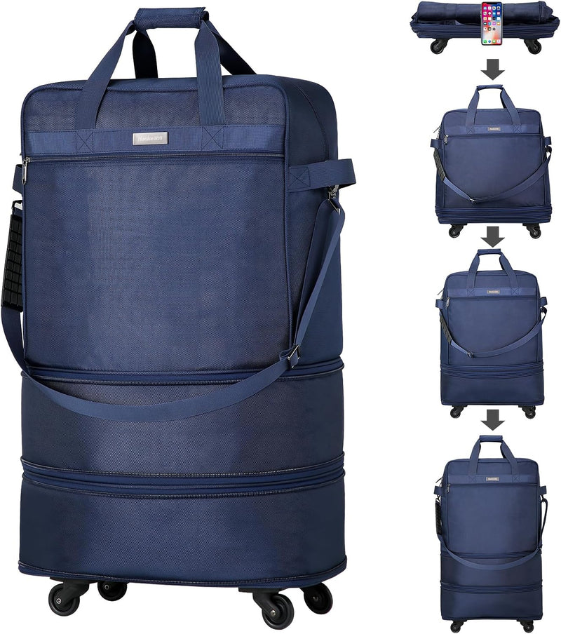 Maletas Hanke con ruedas, bolsa de equipaje plegable y expandible,...