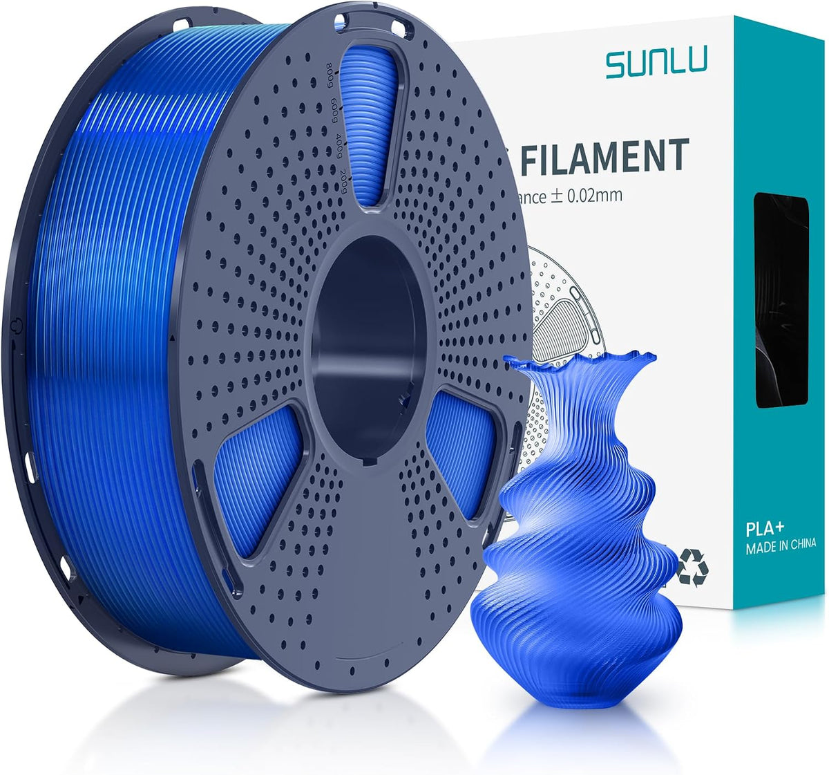 SUNLU Filamento PLA Plus de 0.07 in, azul transparente, 2.2 lbs | F...