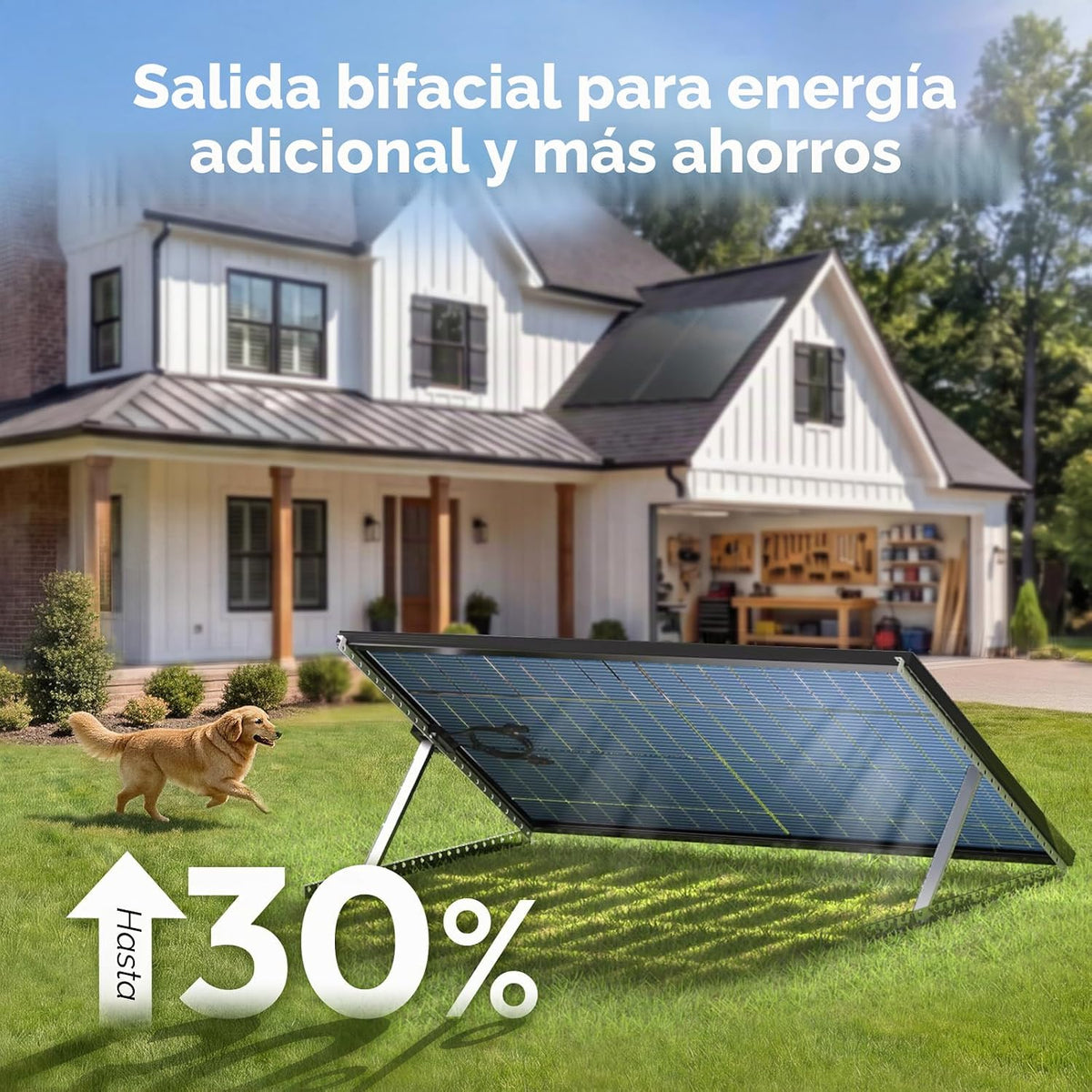 JJN Bifacial 2 paneles solares tipo N de 425 vatios, total 850 W, U...