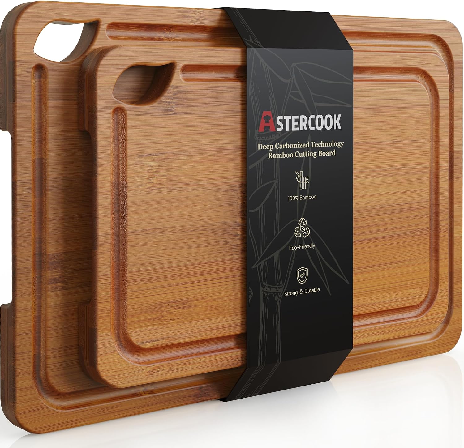 Astercook Tablas de cortar de bambú carbonizado profundo | Tablas d...