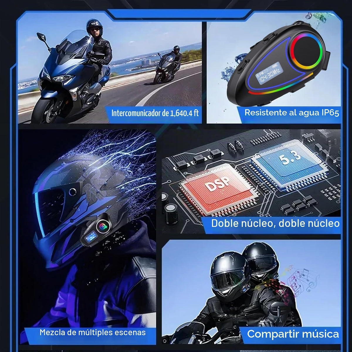 Intercomunicador inalámbrico para casco de motocicleta y auriculare...