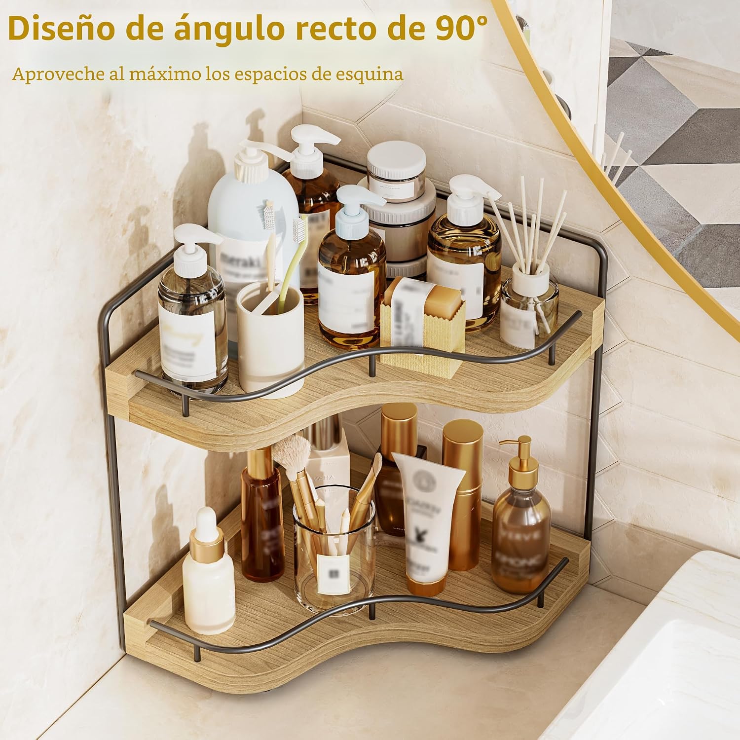 Aollewoiti Organizador de mostrador de baño de esquina de 2 niveles...