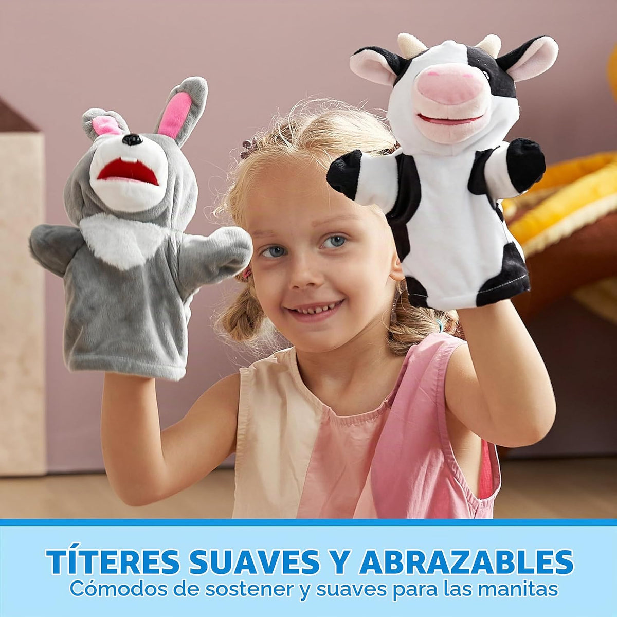 JOYIN Juego de 6 marionetas de mano para niños con boca funcional,...