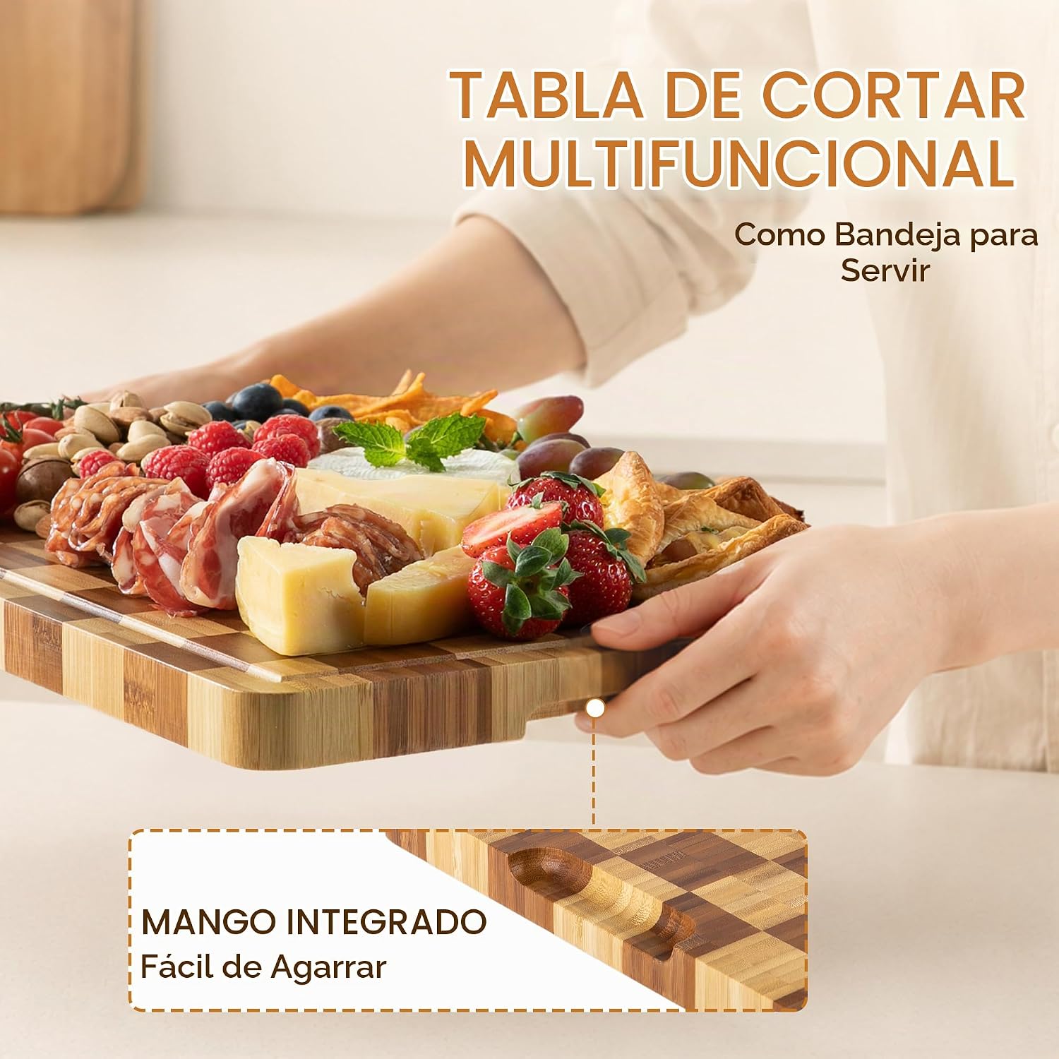 Tablas de cortar de bambú para cocina, tabla de cortar de madera de...