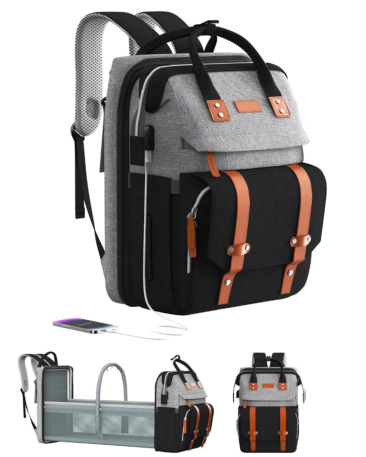 ISMGN Mochila para pañales con cambiador, bolsa de pañales para beb...