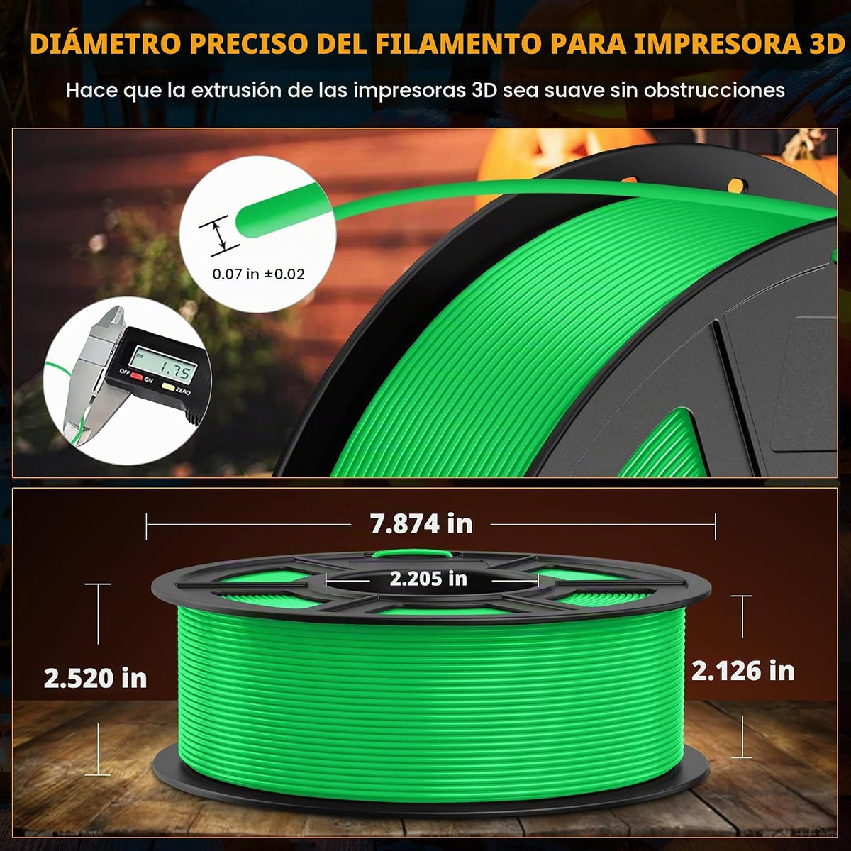 SUNLU Filamento de impresora 3D PLA fluorescente, 0.069 pulgadas |...