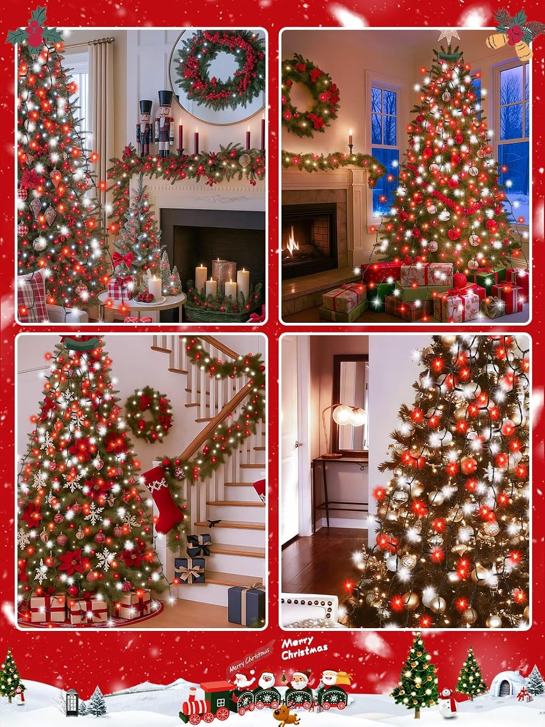 Luces para árbol de Navidad a prueba de agua con control por voz y...