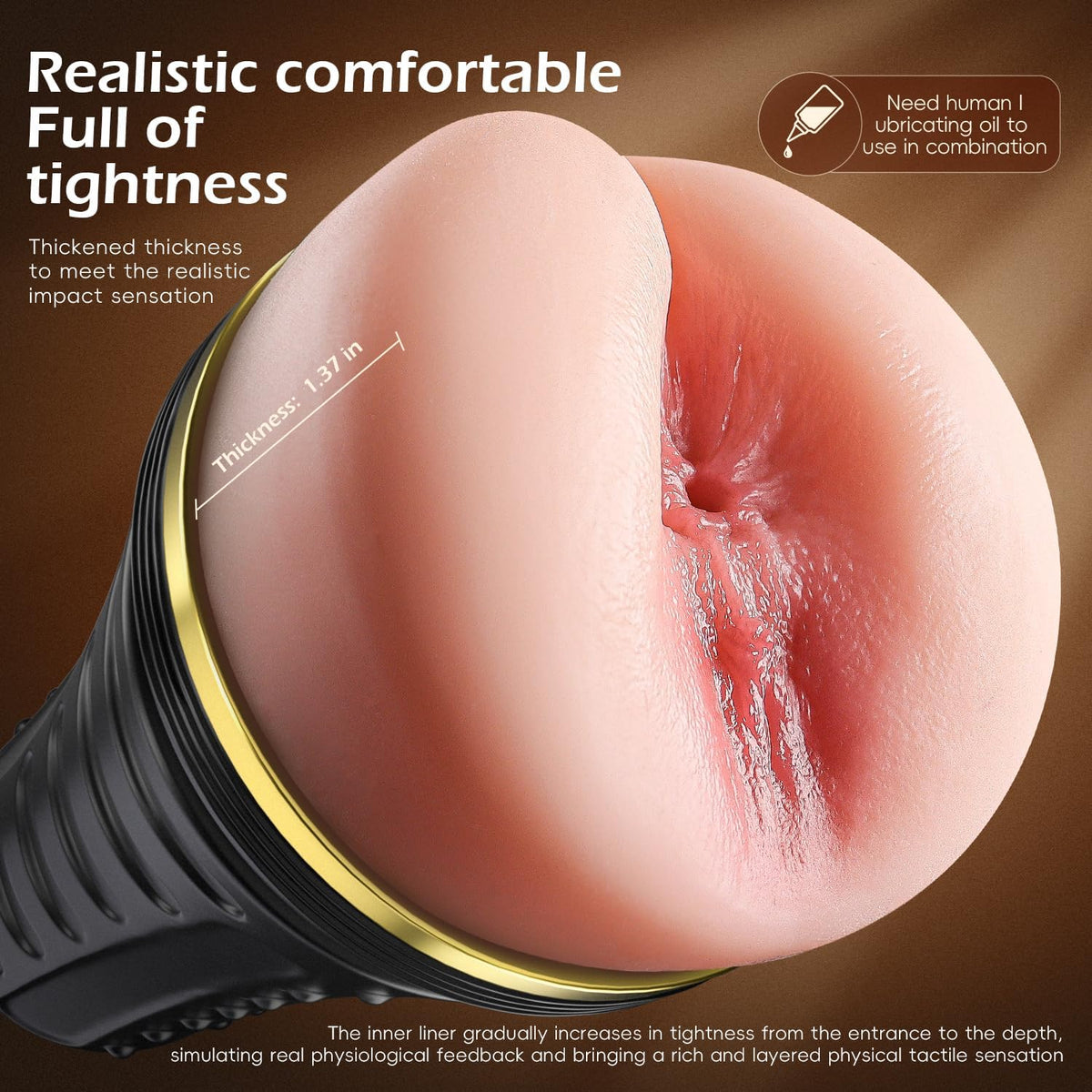 Masturbador anal masculino realista de bolsillo, vagina, trasero te...