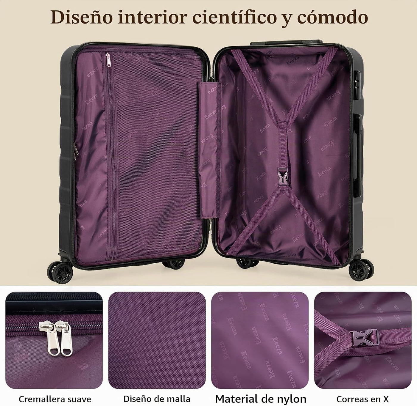 Eeeza Juego de equipaje, 5 piezas (20"\/24"\/28"\/DB\/T...
