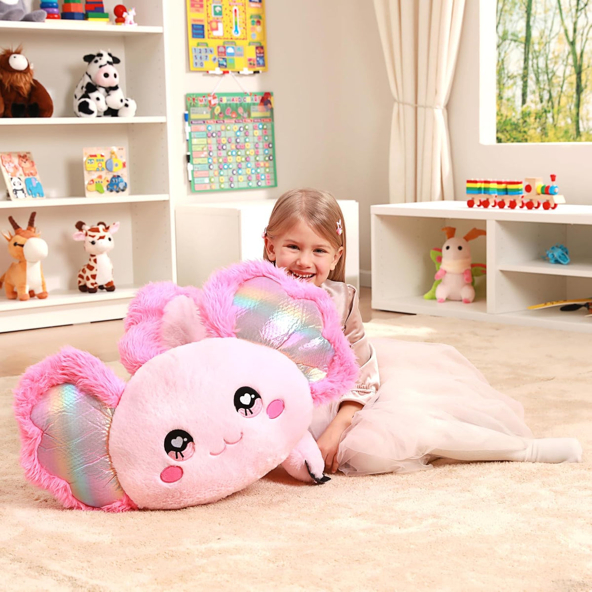 IKASA Juguetes de peluche de axolotl gigante, juguetes grandes y su...