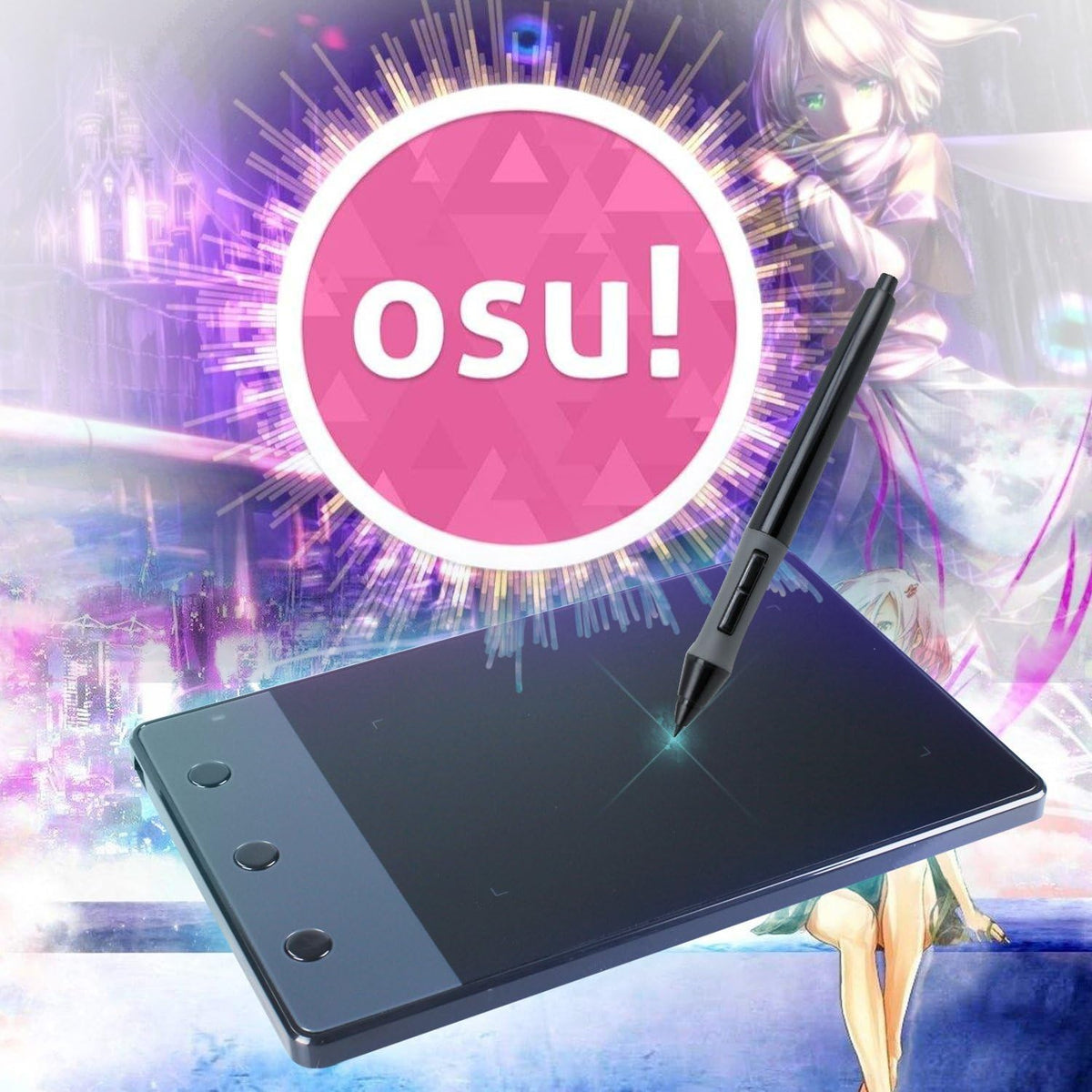 HUION H420 OSU - Tableta de dibujo gráfico con lápiz digital y 3 te...