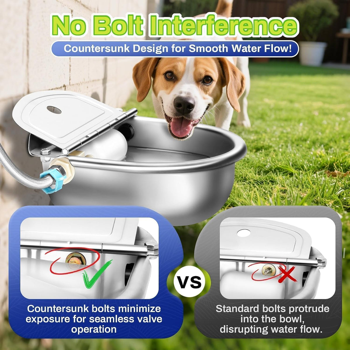Ademon Recipiente automático de agua potable para animales con válv...