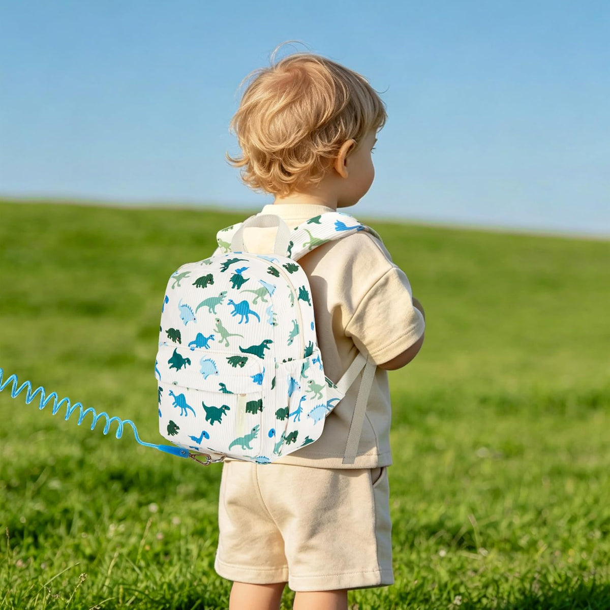 Mochila de pana para niños pequeños con correa desmontable y eslabó...