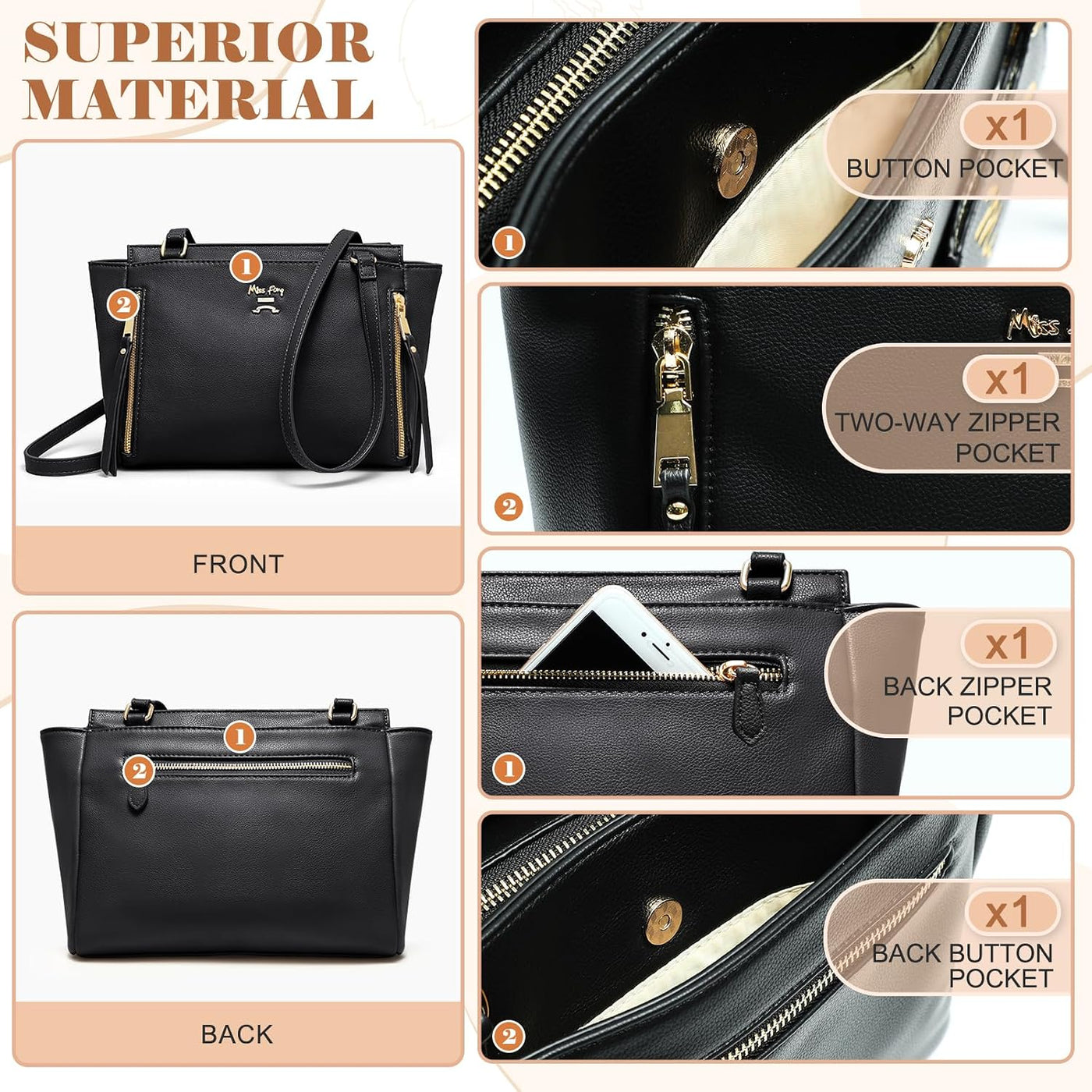 Miss Fong - Bolso pequeño para pañales tipo bandolera, bolso para p...