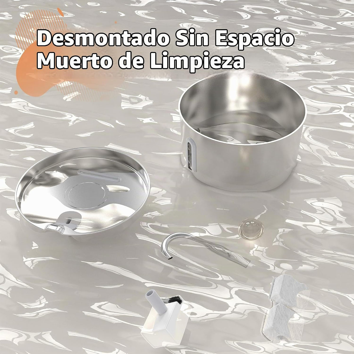 Fuente de agua para gatos de acero inoxidable: fuente para gatos de...