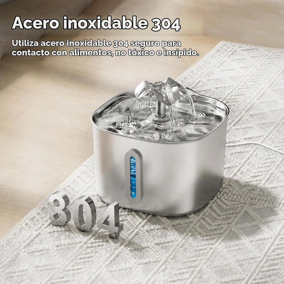 Fuente de agua para gatos de 108 oz\/3.2 L, fuente de acero inoxida...