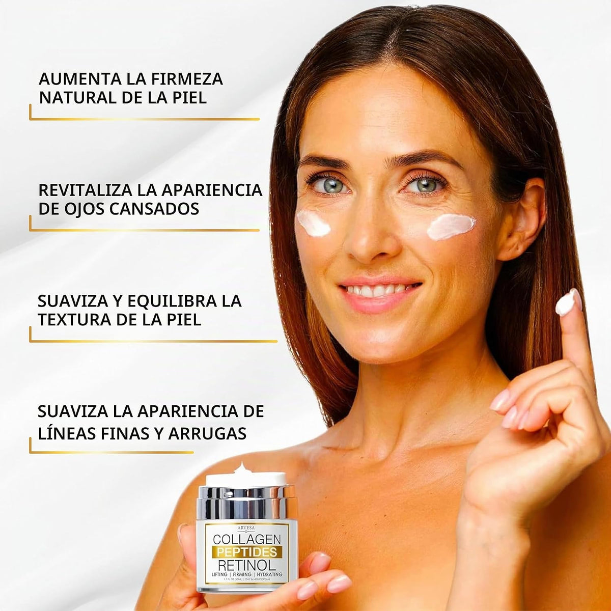 Crema de retinol para cara con péptidos de colágeno, hidratante | Á...