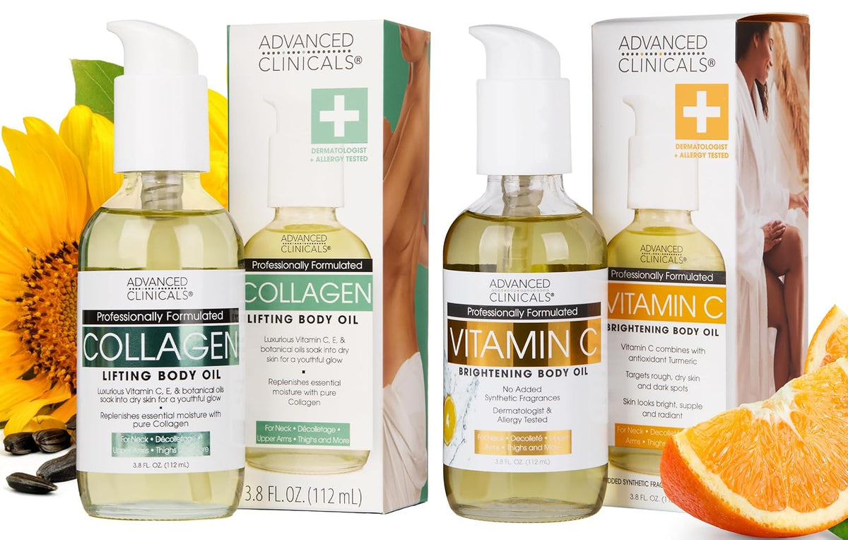 Advanced Clinicals - Aceite corporal de colágeno + aceite hidratant...