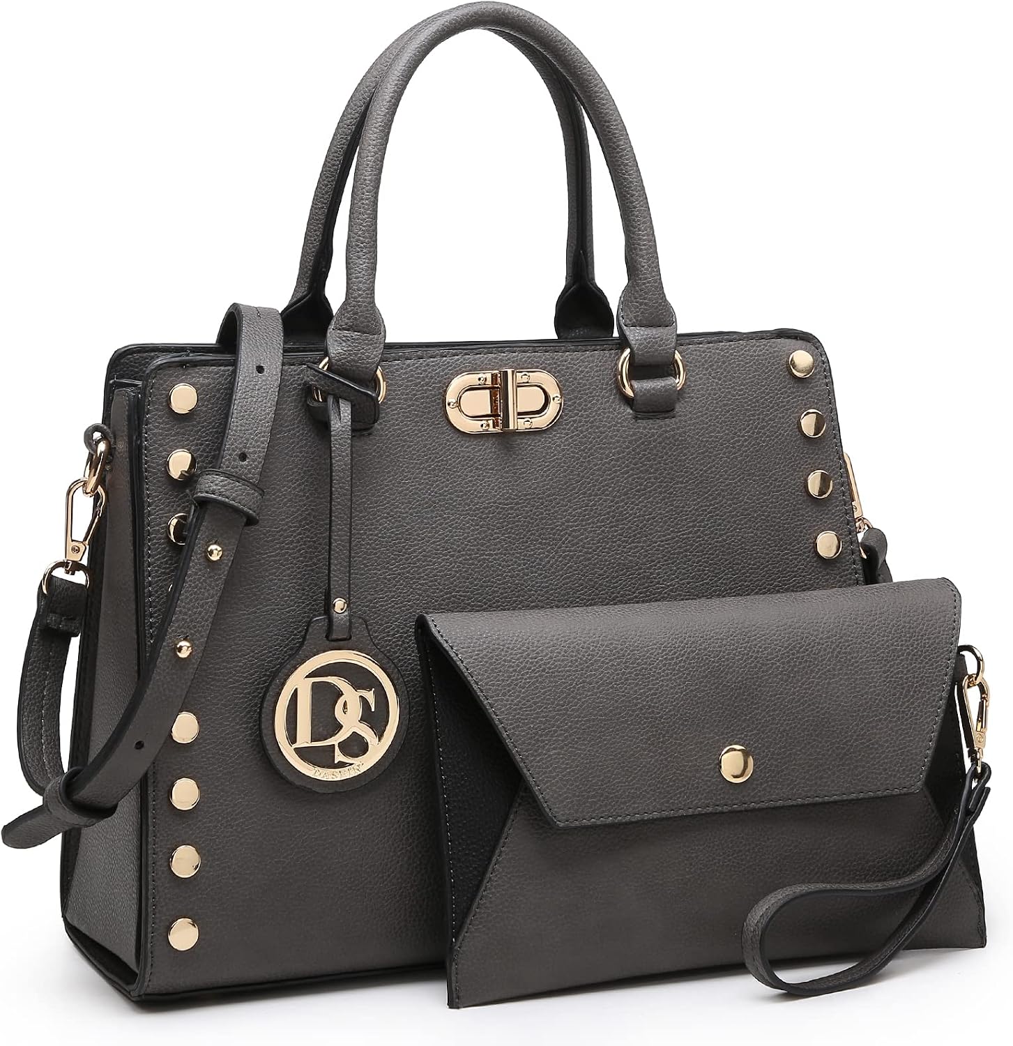 Dasein - Bolso de hombro tipo satchel, tamaño mediano, con asa superior, bolso de trabajo, con cartera a juego, set de 2 piezas