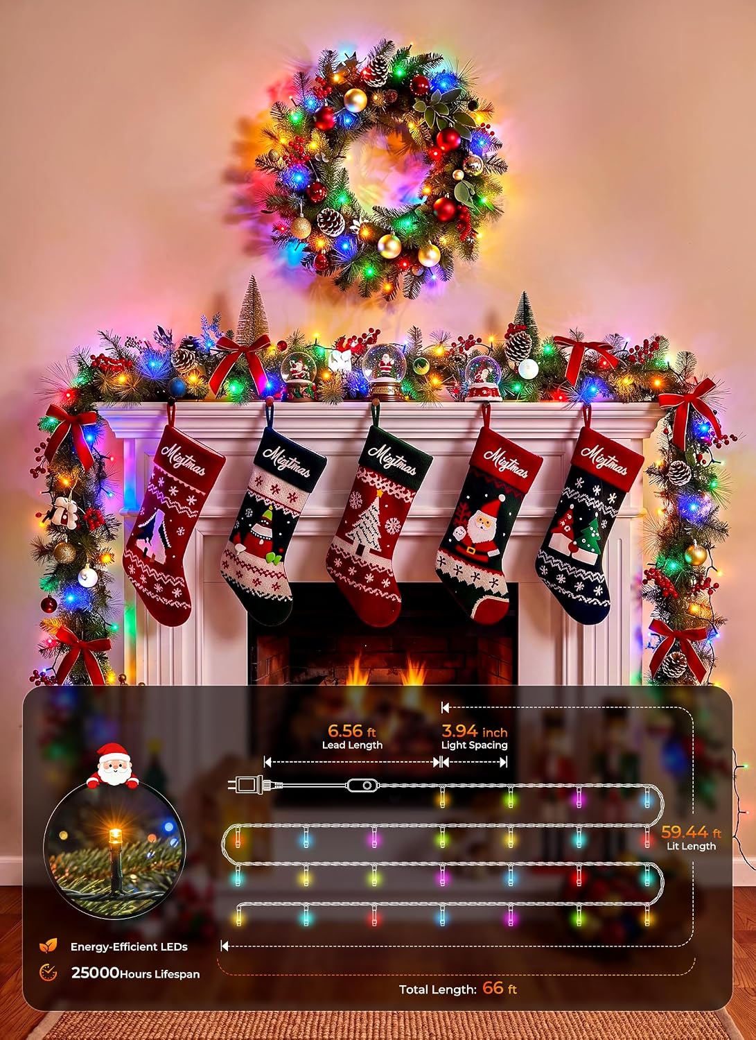 Brightown Luces LED inteligentes para árbol de Navidad, 200 LED de...