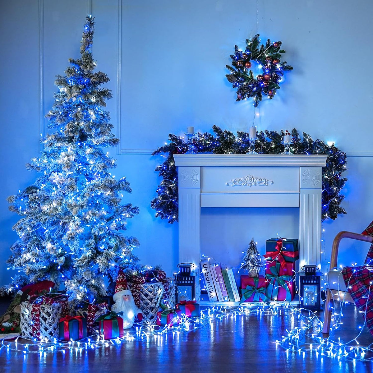 JMEXSUSS 400 LED Luces Navideñas Azules y Blancas Interior Exterior...
